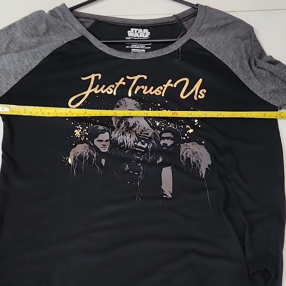 Star Wars Shirt Womens size L Black and Gray womens 3/4 sleeve new Disney - Picture 6 of 7
